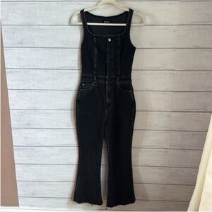 Etica Black Front Crop Flare Jumpsuit